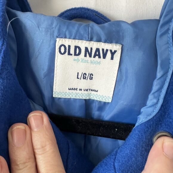 Old Navy Women's Marina Blue Toggle Button Closure Hoodie Coat Size L Fisherman - Picture 5 of 7